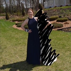 Navy Blue Beaded Gown